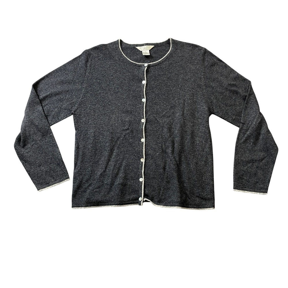 Outfit JPR Large Cardigan Grey Wool Silk Angora Shell Button Sweater